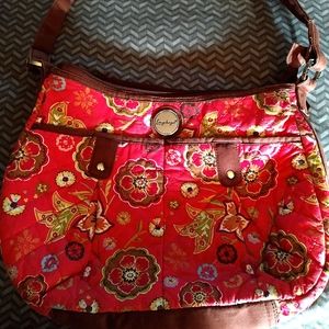 Longaberger pink floral shoulder bag near perfect!
